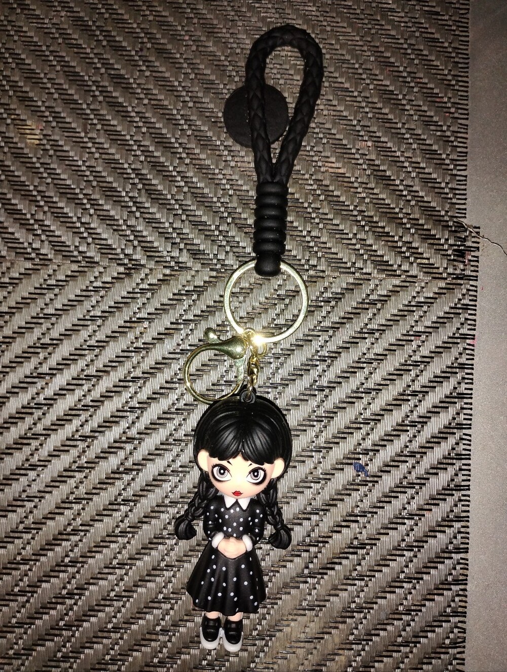 Black Polka Dot Girl Keychain Bag Charm - Women Accessories